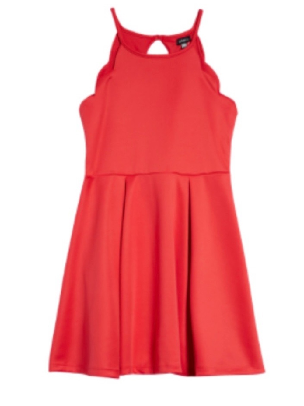 Zunie Girls' Scalloped Bright Coral Strappy Skater Dress